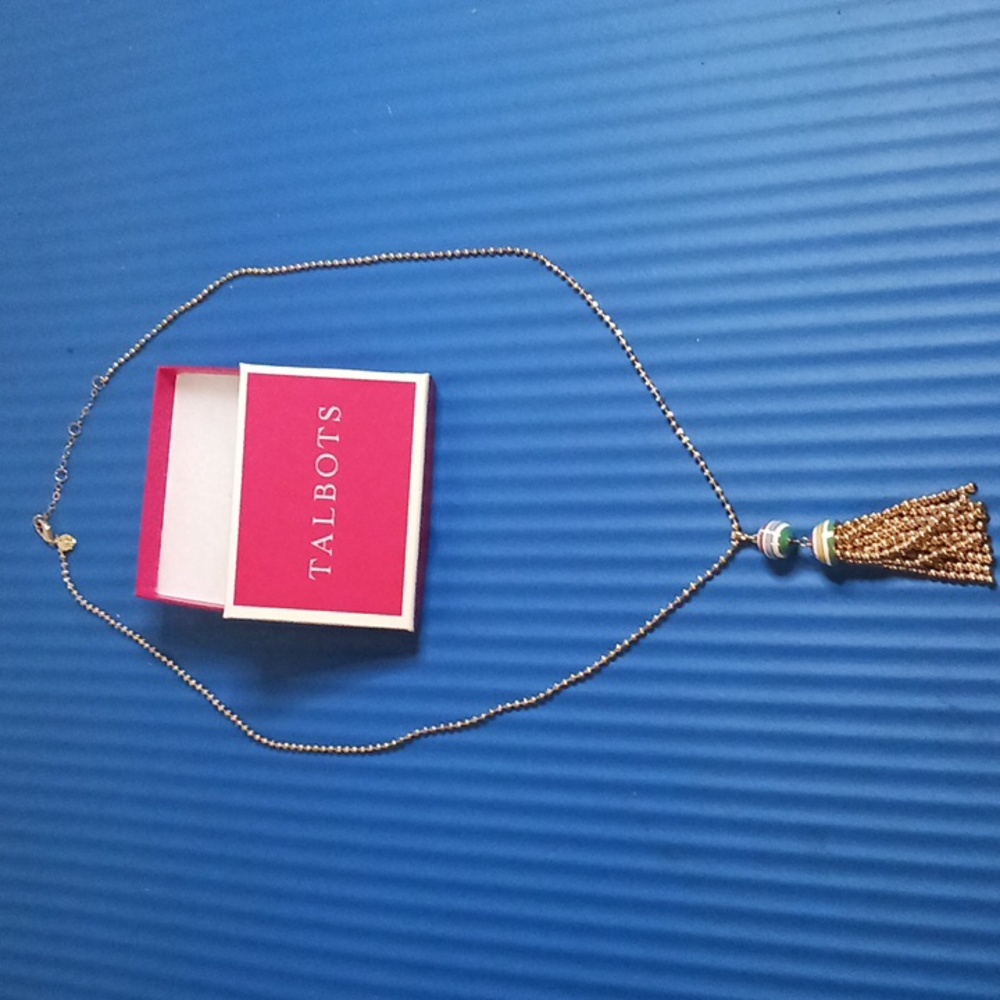 Talbots Gold and Multi Color Tassel Necklace